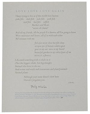Love Love Love Again (Signed Broadside)