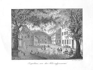 Rippoldsau.- "Rippoldsau, von der Allee aufgenommen". Teilansicht mit Dorfplatz, Personenstaffage...