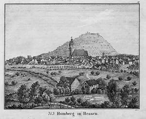 Homberg/ Hessen. Gesamtansicht. Lithographie aus Neue Bildergallerie für die Jugend, 1834. 13 x 1...