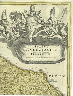 Status Ecclesiastici Magnique Ducatus Florentini. Altkol. Kupferstichkarte von J.B. Homann, um 1720.