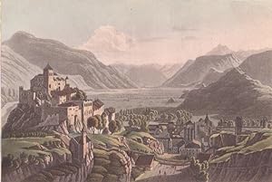East view of Sion. Altkol. Aquatinta bei Ackermann, 1818. 12 x 18 cm.