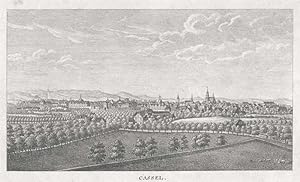 Kassel.- Cassel. Gesamtansicht. Stammbuchblatt. Kupferstich bei Wiederhold, um 1820. 8,5 x 15 cm.