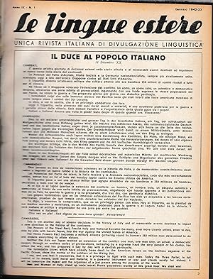 Le lingue estere. Anno IX - 1942. Unica rivista italiana di divulgazione linguistica. 12 numeri a...