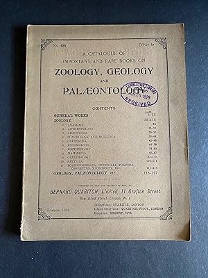 A Catalogue of Important and Rare Books on Zoology, Geology and Palaeontology