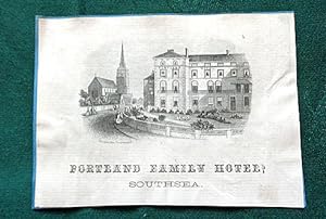 Portland Family Hotel. Mid-19th century vignette engraved headed notelet SOUTHSEA.
