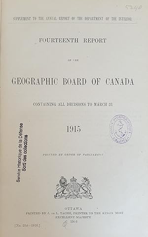 FOURTEENTH REPORT OF THE GEOGRAPHIC BOARD OF CANADA