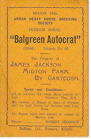 Premium Horse: "Balgreen Autocrat" (22582) [Clydesdale stallion card]