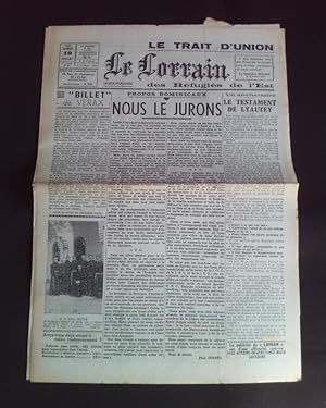 Le trait d'union des réfugiés de l'Est - Le lorrain - N°22 19 Juillet 1941