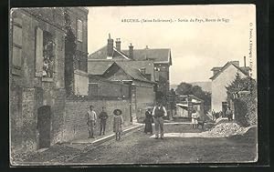 Carte postale Argueil, Sortie du Pays, Route de Sigy