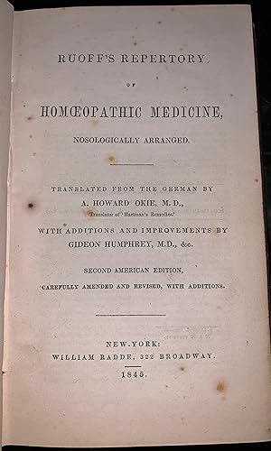 Ruoff's Repertory of Homoeopathic Medicine, Nosologically Arranged: Translated from the German by...