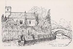 Shipton On Cherwell Oxford Barge Canal Sketch Painting Postcard