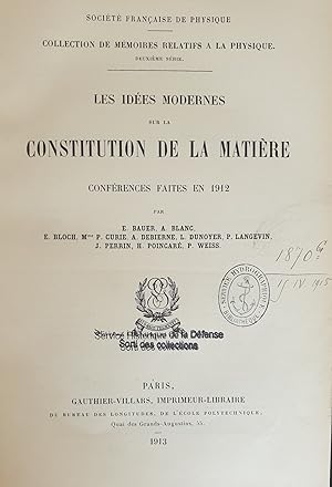 LES IDEES MODERNES SUR LA CONSTITUTION DE LA MATIERE