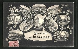 Carte postale Bédarieux, diverses vues du lieu