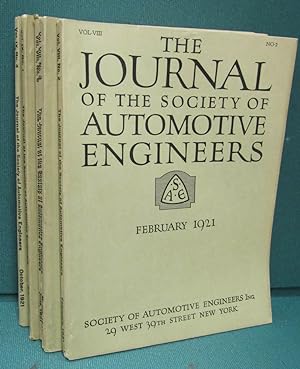 THE JOURNAL OF THE SOCIETY OF AUTOMOTIVE ENGINEERS: Six Issues-Vol. VIII-February, March, June an...