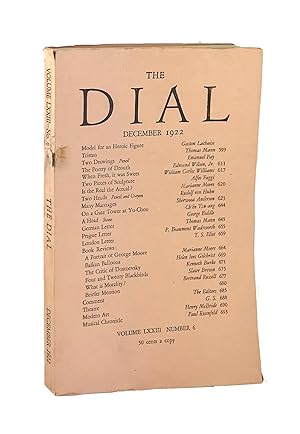 The Dial, December 1922, Volume LXXI Number 6 [containing the poem "When Fresh, it was Sweet" by ...
