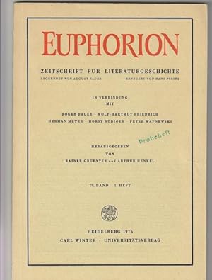 EUPHORION Zeitschrift für Literaturgeschichte. 70. Band, 1. Heft 1976
