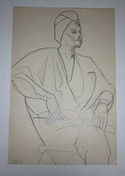 Study for Seated Black Arab. Original drawing.