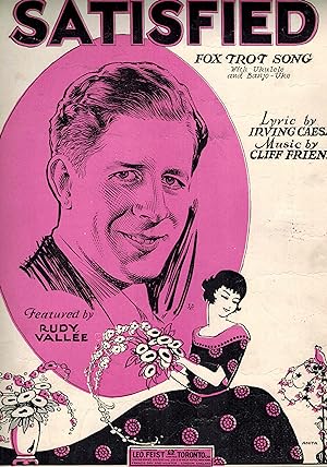 Satisfied Fox Trot Song with Ukulele and Banjo Uke - Sheet Music - Rudy Vallee Cover