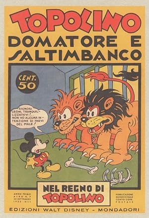 Topolino Mickey Mouse Circus Lions French Magazine Cover Postcard