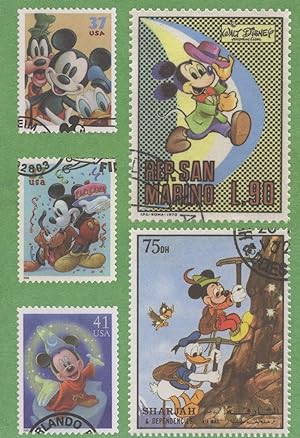 Mickey Mouse USA San Marino Walt Disney Postage Stamps Postcard
