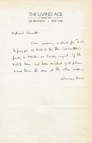 AUTOGRAPH LETTER SIGNED BY REFORMER-JOURNALIST QUINCY HOWE WHO WAS INFLUENTIAL IN DOMESTIC AND FO...