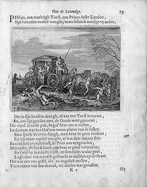 Antique Print-PRINCE PHILIPS-CARRIAGE-DRUNKEN MAN-DOGS-Cats-1656