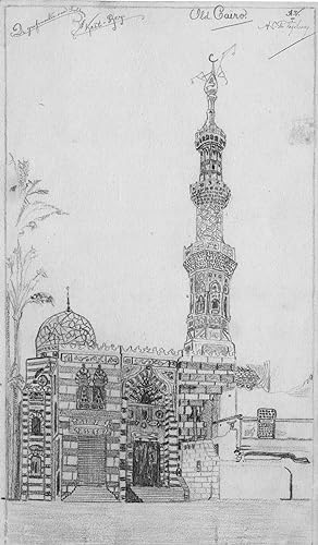 Antique Drawing-TOMB-MOSQUE-CAIRO-EGYPT-KAIT REY-SULTAN-Vogelsang-c. 1930