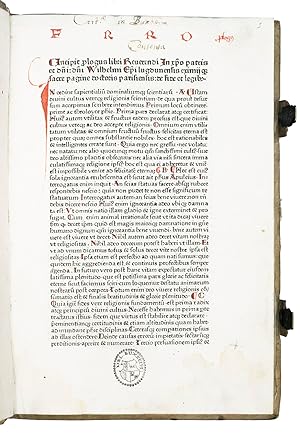 Libri . de fide et legibus.[Augsburg, Günther Zainer, ca. 1475/1476]. Small folio. Set in a hybri...