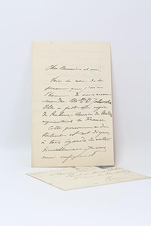 Lettre autographe signée au critique Paul de Saint-Victor