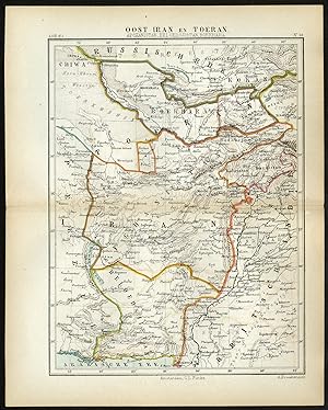 Antique Map-EAST IRAN-PERSIA-PAKISTAN-AFGHANISTAN-BUKHARA-Jacob Kuyper-1880