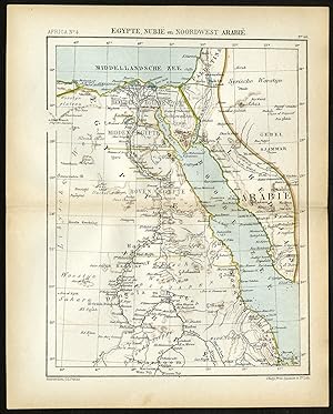 Antique Map-AFRICA-EGYPT-NUBIA-NORTHWEST ARABIA-SUDAN-Jacob Kuyper-1880