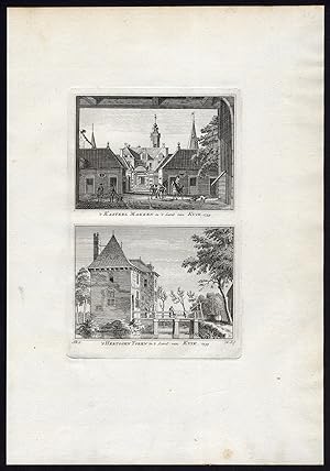 Antique Print-CUIJK-CASTLE MAKKEN-DUKES TOWER-Spilman-De Beijer-1746