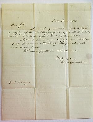 AUTOGRAPH LETTER SIGNED, DATED JAN. 6, 1852, TO COLONEL REAH FRAZER, LANCASTER, PENNSYLVANIA: "DE...