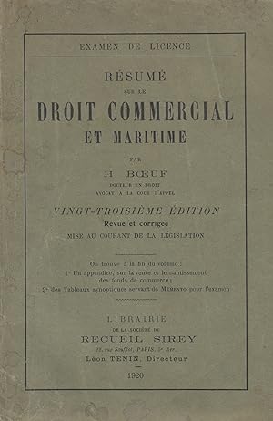 Droit commercial et maritime (résumé sur le)