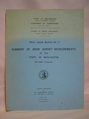 SUMMARY OF SNOW SURVEY MEASUREMENTS IN THE STATE OW WASHINGTON, 1915-1960 INCLUSIVE; WATER SUPPLY...