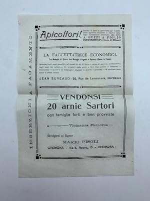 A. Guzzi & Figlio, Concorezzo. Foglietto pubblicitario arnie Sartori