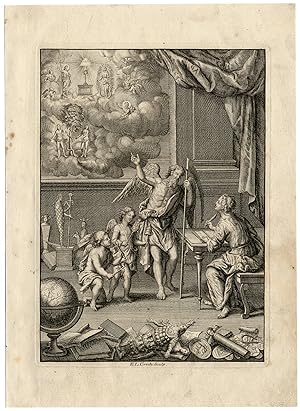 Antique Print-FRONTIS-SCHOLAR-ALLEGORY-COMPARATIVE MYTHOLOGY-Creite-Fiteau-1731
