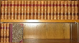 THE WORKS OF WASHINGTON IRVING. Leather set. Complete in 27 volumes. One cover detached.