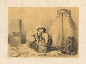 Antique Satire Print-PUSHING AND PRESSING DELICT-FLIRT-Ver Huell-1873