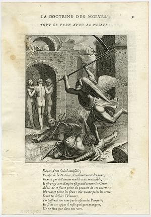 Antique Print-TIME-SCYTHE-CADUCEAUS-THREE GRACES-van Veen-Daret-1646