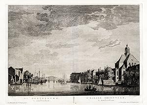 2 Antique Prints-AMSTERDAM-NETHERLANDS-OOSTERKERK-INTERIOR-CHURCH-Fouquet-1783