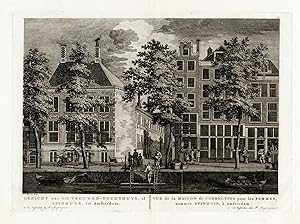 2 Antique Prints-AMSTERDAM-NETHERLANDS-WOMEN'S PRISON-TUCHTHUIS-Fouquet-1783