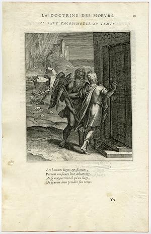Antique Print-ADAPT-TIME-PERSONIFICATION-DOORWAY-LANDSLIDE-van Veen-Daret-1646