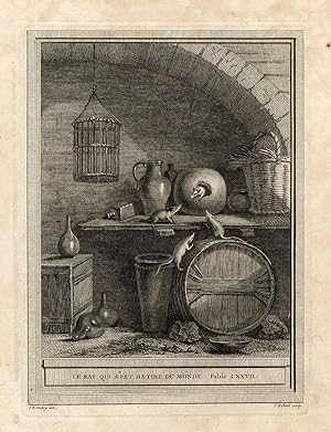 Antique Print-FABLE-RATS-La Fontaine-1755