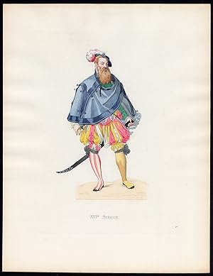 Antique Print-SWITZERLAND-NOBLEMAN-COSTUME-16TH C-45-Duplessis-Bonnard-1867