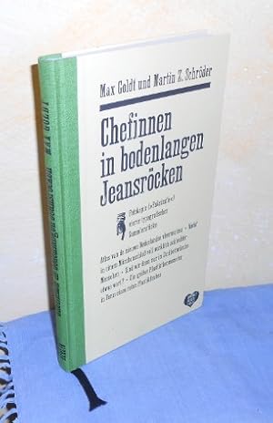 Chefinnen in bodenlangen Jeansröcken. Fotokopie (Faksimile) vierer typografischer Sammlerstücke