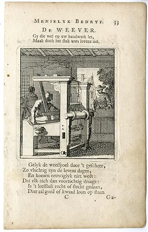 Antique Print-PROFESSION-WOLBEREIDER-WOOL MAKER-Luiken-Clara-c.1700