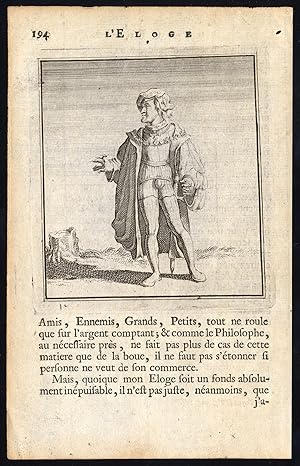 Antique Print-PRAISE OF FOLLY-STANDING SOLDIER-Holbein-Erasmus-1728