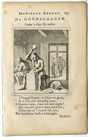 Antique Print-PROFESSION-GOUDSLAGER-GOLD SMITHY-Luiken-Clara-c.1700