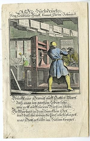 Antique Print-PROFESSION-BOEKDRUKKER-THE BOOK PRINTER-Luiken-Weigel-1698